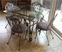 5 Piece Glass Top & Metal Dining Table & Chairs