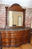 Ashley Furniture Ornate Dresser Marble Top+Mirror