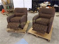 2 MATCHING UPHOLSTERED RECLINER CHAIRS