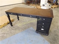 WOODEN 2 PIECE DESK WITH 3 DRAWERS & KEY