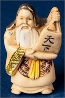 Japanese Ivory Netsuke Man With Scroll