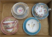 4 bone china cups and saucers