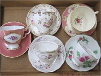 5 bone china cups and saucers