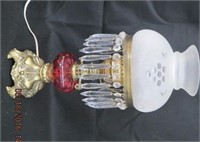 Cranberry font electric prism lamp with frosted