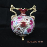 Double handled hand painted unsigned Nippon vase