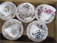 5 Bone china cups and saucers