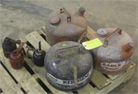 (3) FUEL CANS WITH (3) OIL CANS