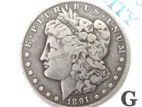 1891-CC MORGAN Silver Dollar