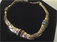 14k gold bracelet w/ multi- color gemstones