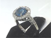 14k white gold & diamond ring, w/ appraisal, size