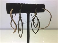 2- pairs of sterling earrings,hoop & dangle