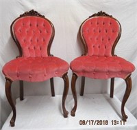 Pair of rose carved back Victorian style side