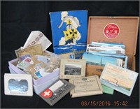 Collection of post cards and  stamps