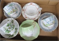 5 bone china cups and saucers