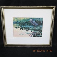 Framed Brenda Carter Blue Heron print