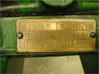 Rare 1925 Brass Tag John Deere 1 1/2 H.P. Gas Eng.