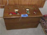 Wooden toy trunk (30" W. x 16" D. 17" H.)