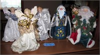 Lot, 5 large Santa and Angel tree toppers