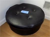 23 1/2" Round rolling leather ottoman