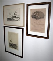 Three framed engravings and prints
