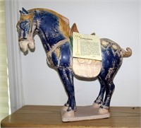 14 1/2" Blue tang glazed ceramic horse