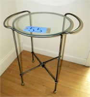 22" Round glass top side table