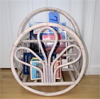 Bentwood magazine rack with misc. books
