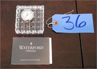 Waterford crystal small square clock, 3 1/8"