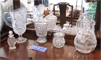 Lot, cut glass pitchers, decanter, and smalls
