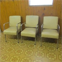 3 upholstered cream colored waiting rm chairs