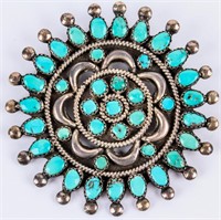 Jewelry Sterling Silver Turquoise Zuni Brooch
