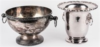 Ornate Silverplate Ice Bucket & Fruit Punch Bowl