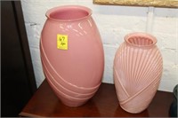 2pc Pink Glass Vases