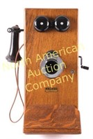 Antique Kellogg Oak Wall Telephone