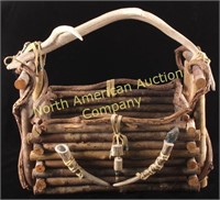 Rustic Timber and Antler Basket