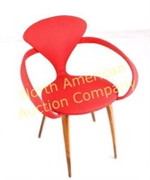 Norman Cherner Designer Red Pretzel Plywood Chair