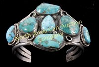 Navajo Excellent Turquoise Nugget Silver Bracelet