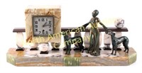 Art Deco Marble and Bronze Sculpture Mantle Clock