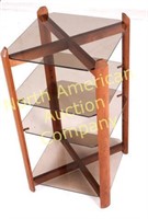 Eames Danish Teak Tiered Glass Shelf Side Table
