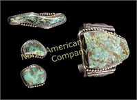 Navajo Royston Turquoise Nugget Bracelet Set RARE