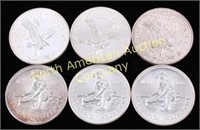 (6) 1 Troy Oz. .999 Silver Round Collection
