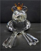 Steuben Glass Frog Prince w/ 18K Gold Crown