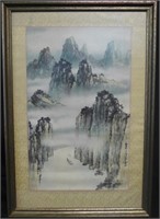 Chinese Watercolor Landscape Scroll