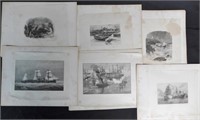 Signed Wood Engravings on Tissue by J. W. Evans