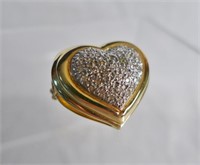 Gold & Diamond Pave Heart Pendant / Brooch