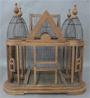 Large Victorian Style Wood & Wire Bird Cage