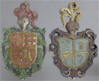 19th C Carved Wood Shield Crests