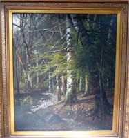 Antique Painting of Wooded Landscape