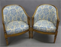 Upholstered Louis XVI Style Bergeres Arm Chairs