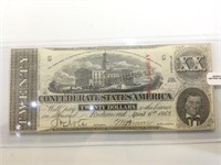 1863 $20 Confederate Currency